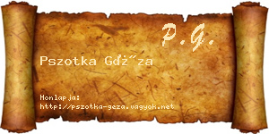 Pszotka Géza névjegykártya